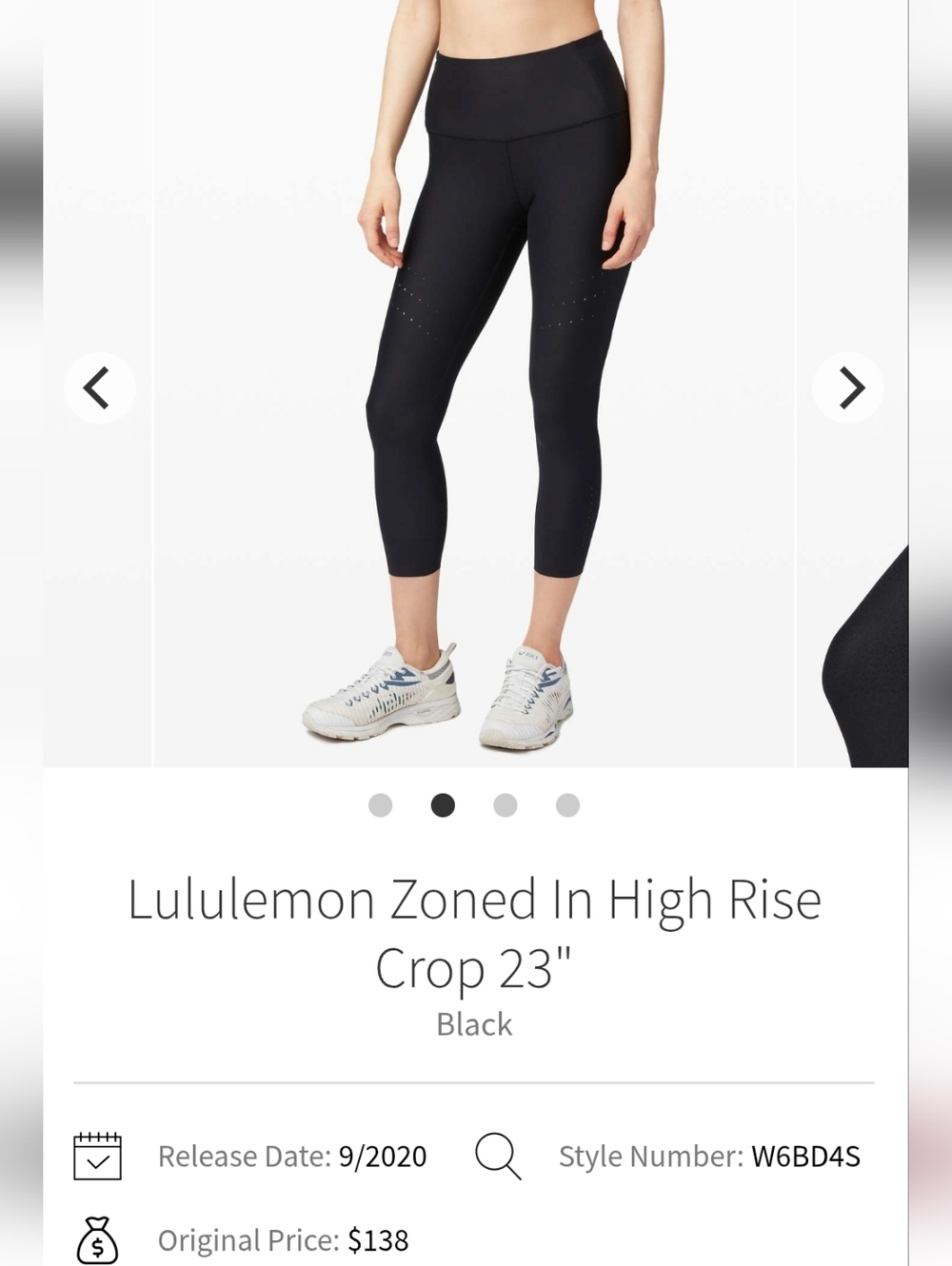 Lululemon High-Rise Zoned Crop 23" Leggings - Black Sz 8